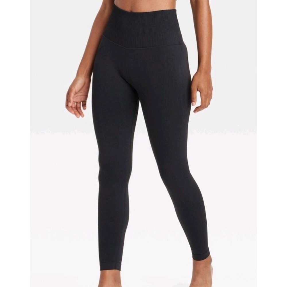 Joy Lab Active Leggings Womens XXS 7/8 Length Textured High-Rise Black $34